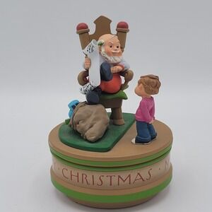 VTG Hallmark "Santa And Child" Music Box Decoration Works